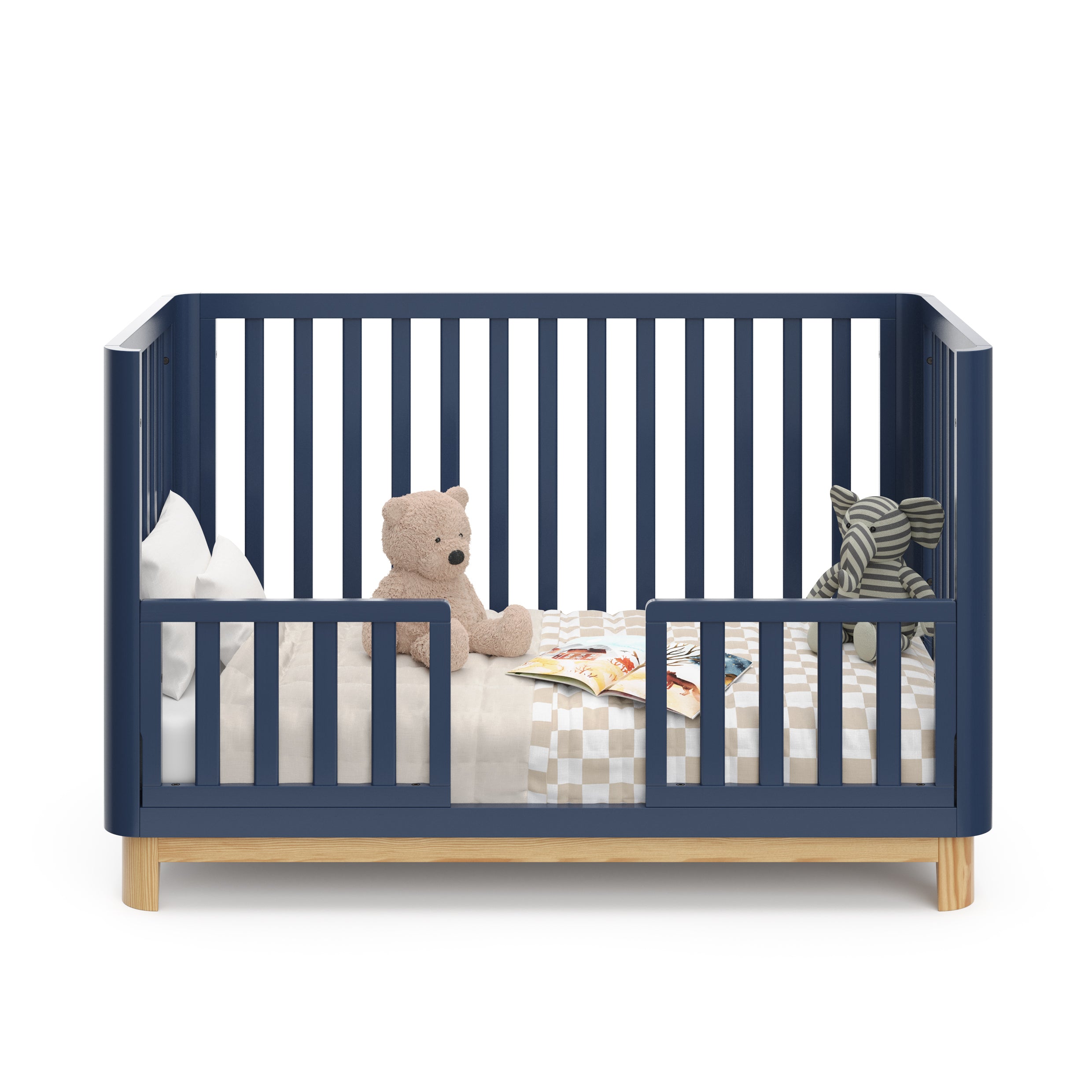 3-in-1 convertible crib different version front view
