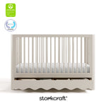 Casablanca frosted oat crib front view with GREENGUARD Gold ad PTPA logos on top left