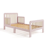 Pasadena blush with driftwood toddler bed without mattress angle view