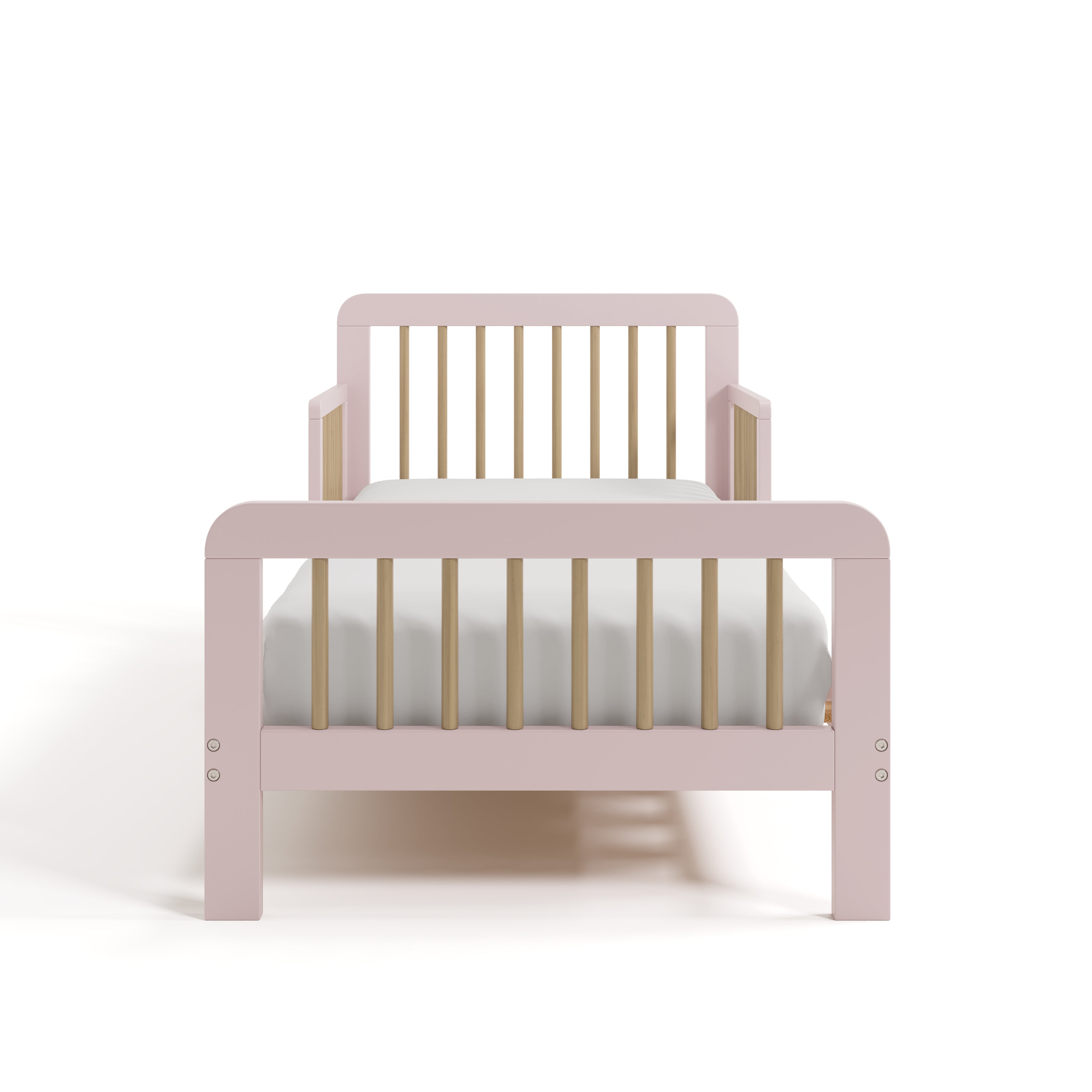 Pasadena blush with driftwood toddler bed front view