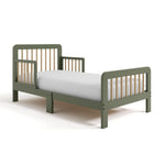 Pasadena olive with driftwood toddler bed angle view