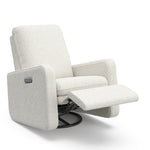 Teddi ivory boucle recliner with leg rest up angle view
