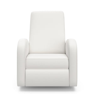 Front view of an ivory basketweave reclining glider