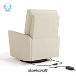 santorini ivory corduroy recliner with PTPA logo on top left