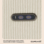 santorini ivory corduroy recliner dual USB ports callout