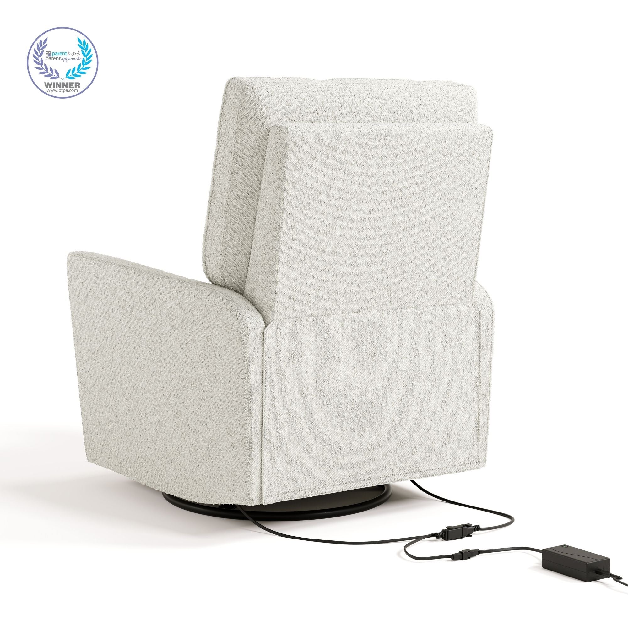 Santorini ivory boucle glider with PTPA logo on top left