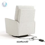 santorini ivory boucle recliner with PTPA logo on top left