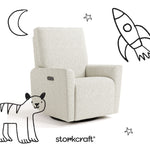 santorini ivory boucle recliner with black doodles overlaid on image