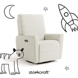 santorini ivory boucle recliner with black doodles overlaid on image