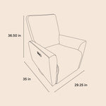 santorini recliner drawing with dimensions