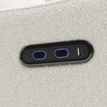 Teddi ivory boucle recliner dual USB ports closeup