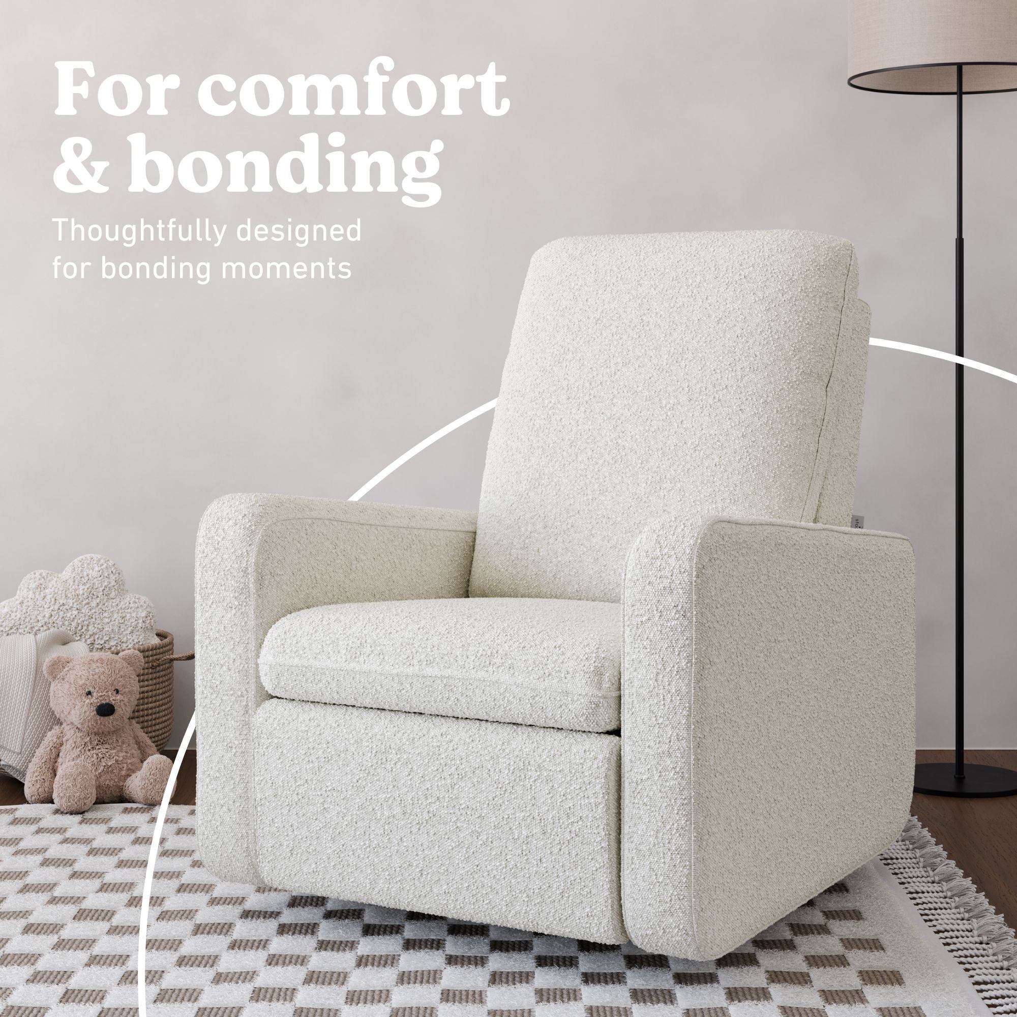 Teddi ivory boucle recliner style callout