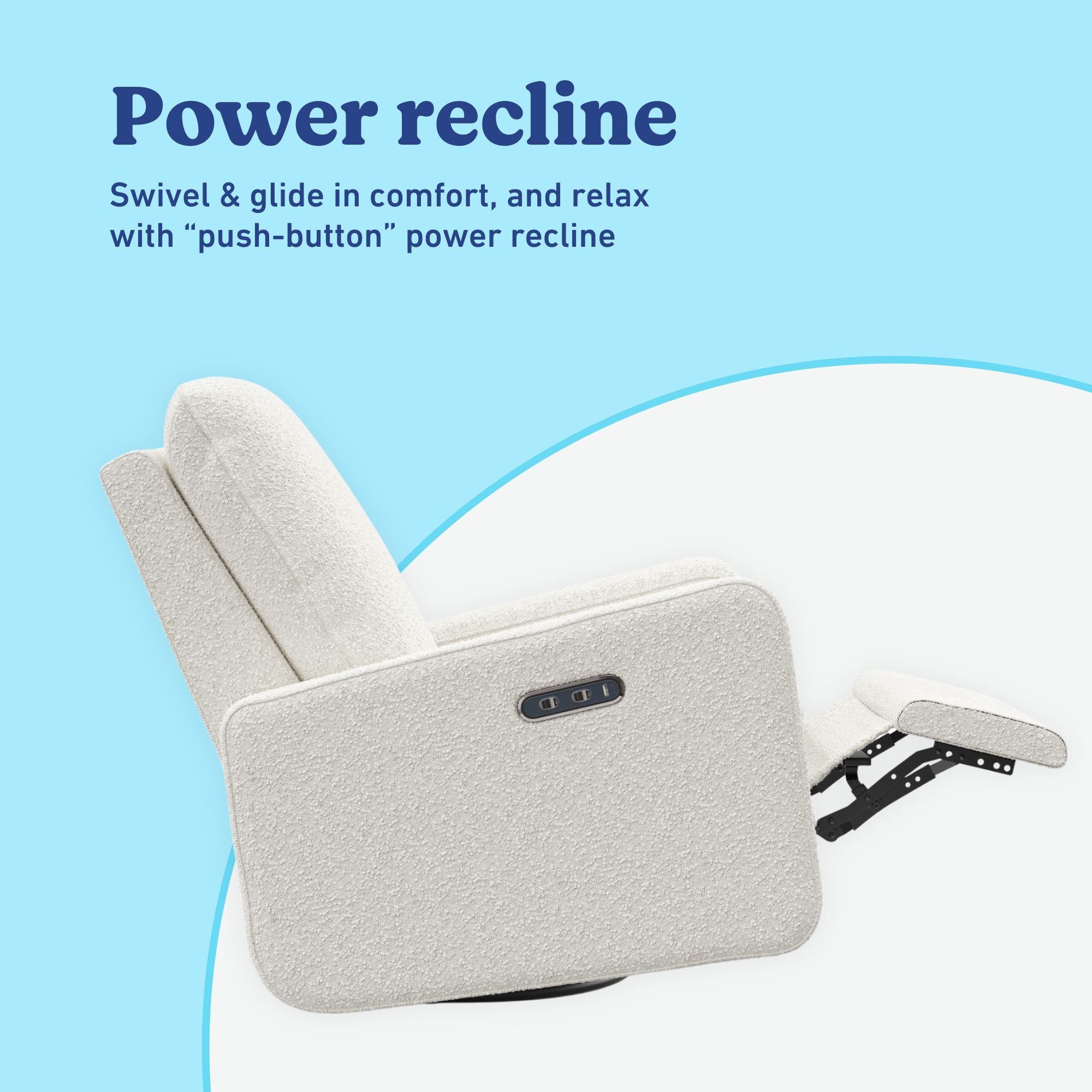 Teddi ivory boucle recliner power recline callout