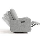 Teddi salt and pepper boucle recliner side view recline position shadows