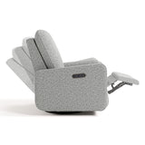 Teddi salt and pepper boucle recliner side view recline position shadows