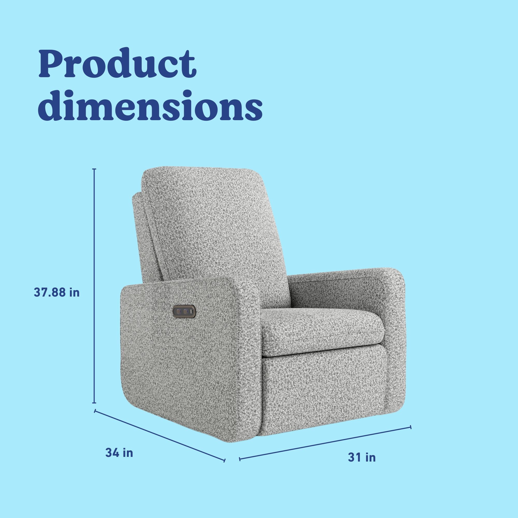 Teddi salt and pepper boucle recliner with dimensions
