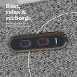 Teddi salt and pepper boucle recliner dual USB ports callout