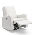 Teddi ivory basketweave recliner with leg rest up angle view