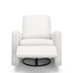 Teddi ivory basketweave recliner reclined with leg rest up front view