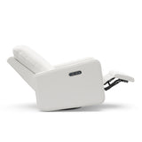 Teddi ivory basketweave recliner reclined with leg rest up side view