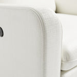 Teddi ivory basketweave recliner close up of fabric on arm
