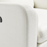 Teddi ivory basketweave recliner close up of fabric on arm