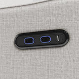Teddi steel basketweave recliner dual USB ports closeup