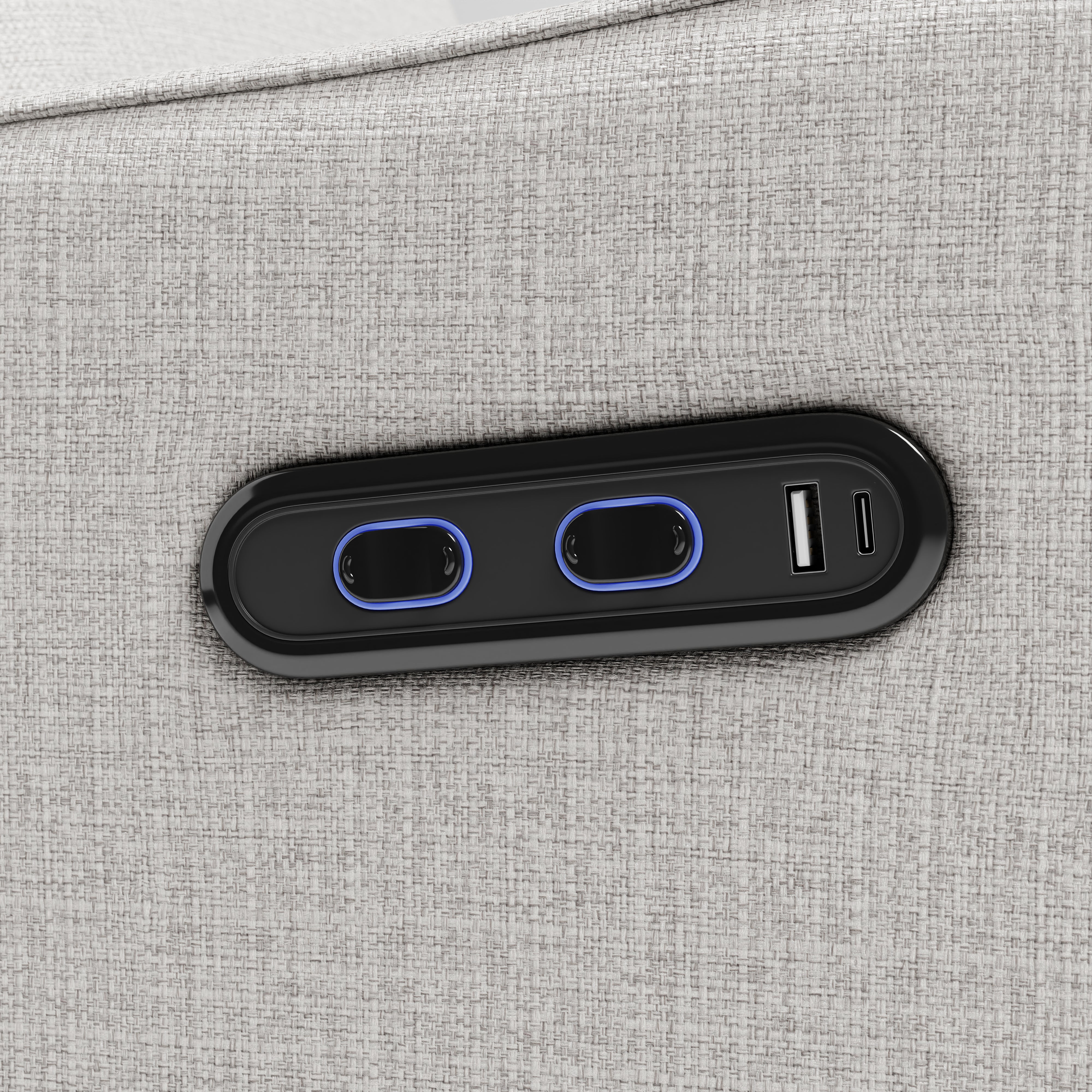 Teddi steel basketweave recliner dual USB ports closeup
