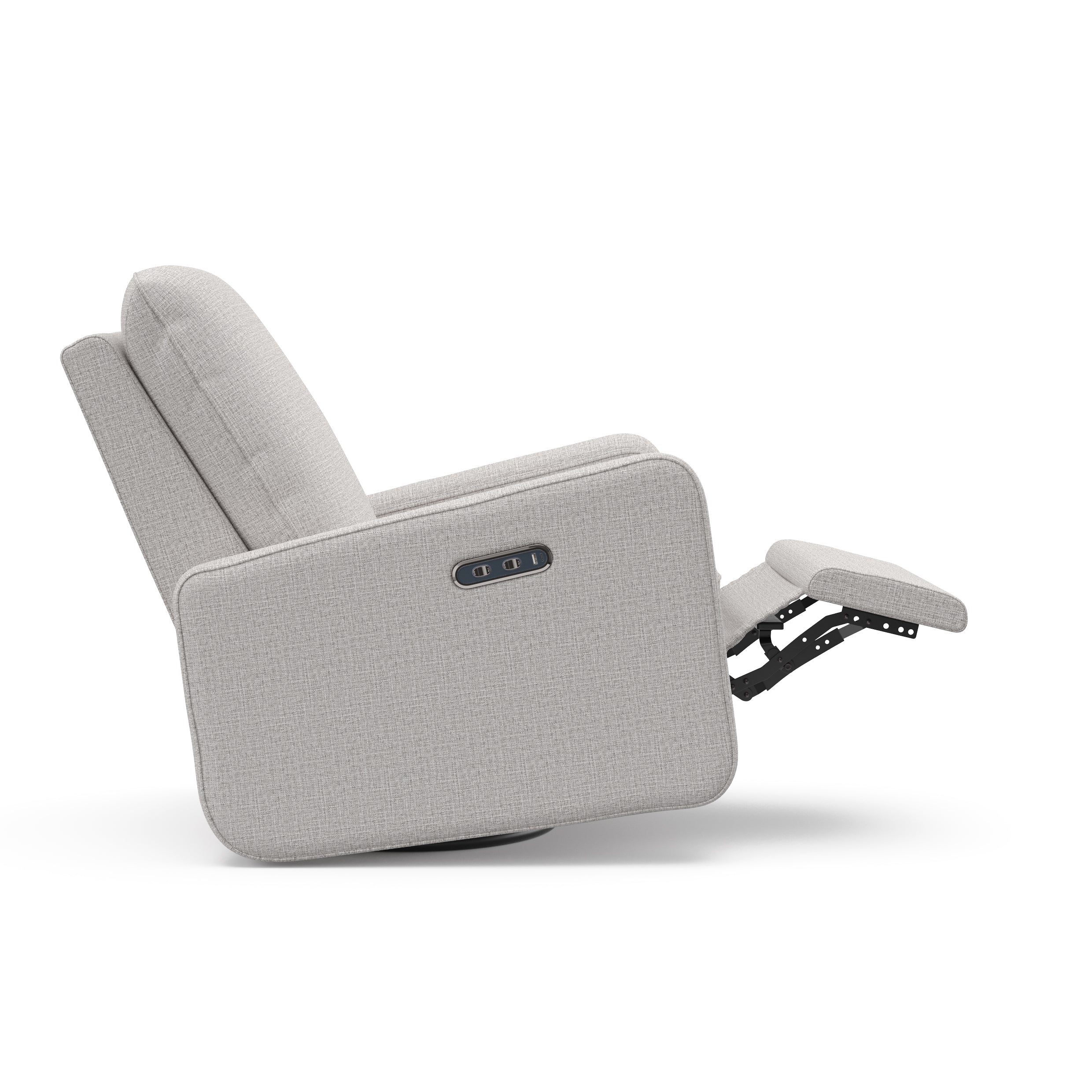 Teddi steel basketweave recliner with leg rest up side view
