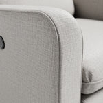 Teddi steel basketweave recliner close up of fabric on arm