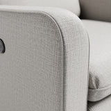 Teddi steel basketweave recliner close up of fabric on arm