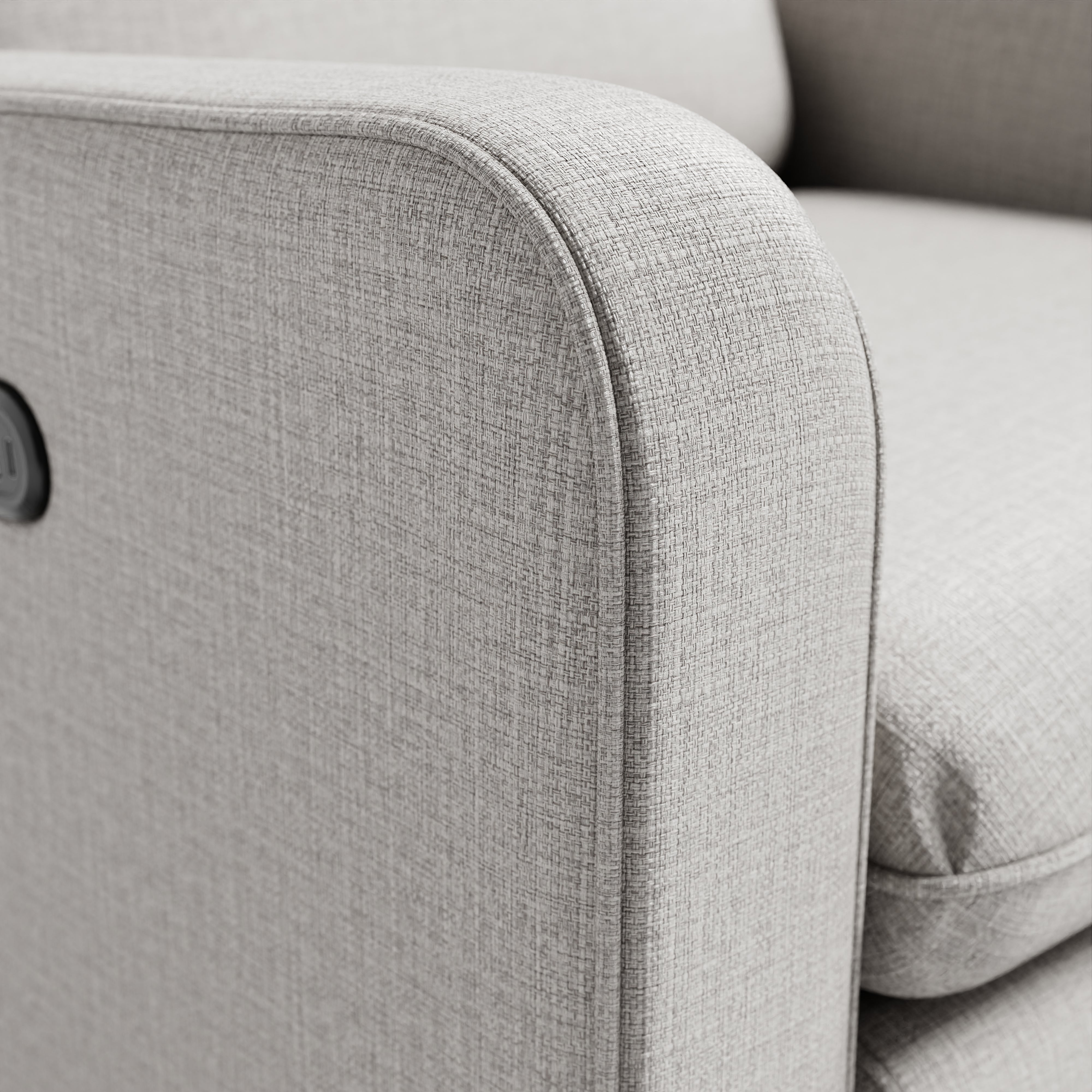 Teddi steel basketweave recliner close up of fabric on arm