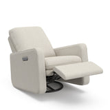 Teddi dune basketweave recliner reclined with leg rest up angle view