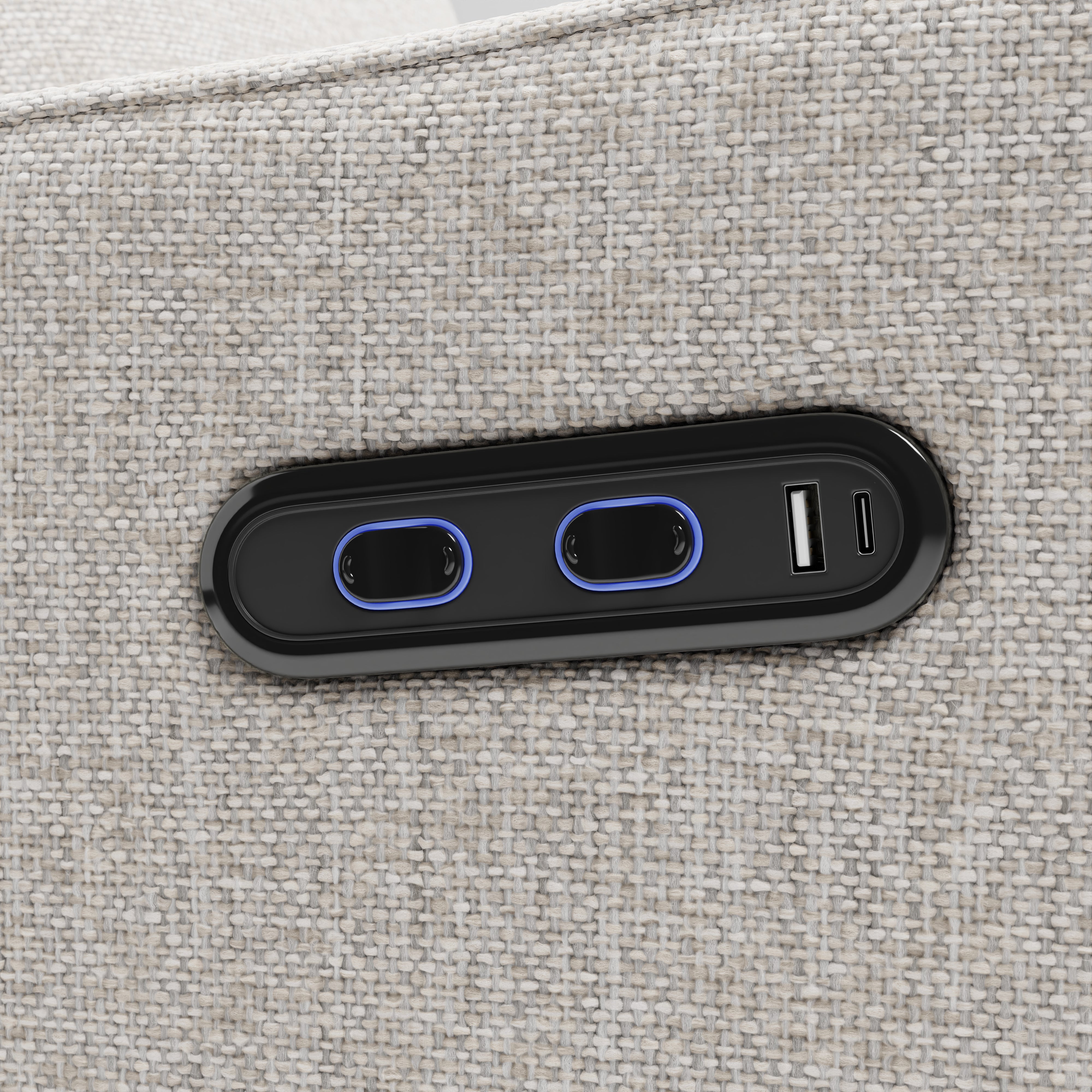 Teddi dune basketweave recliner dual USB ports closeup