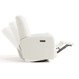 Bellwood ivory boucle power recliner side view showing reclining motion shadows