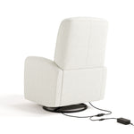 Bellwood ivory boucle power recliner back view with power cord
