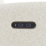 Bellwood ivory boucle power recliner close up of USB ports and power recline buttons