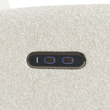 Bellwood ivory boucle power recliner close up of USB ports and power recline buttons