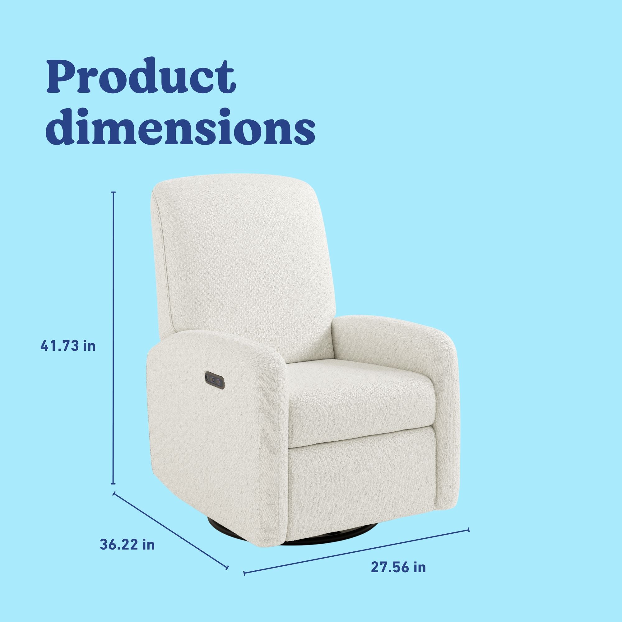 Bellwood ivory boucle recliner with dimensions