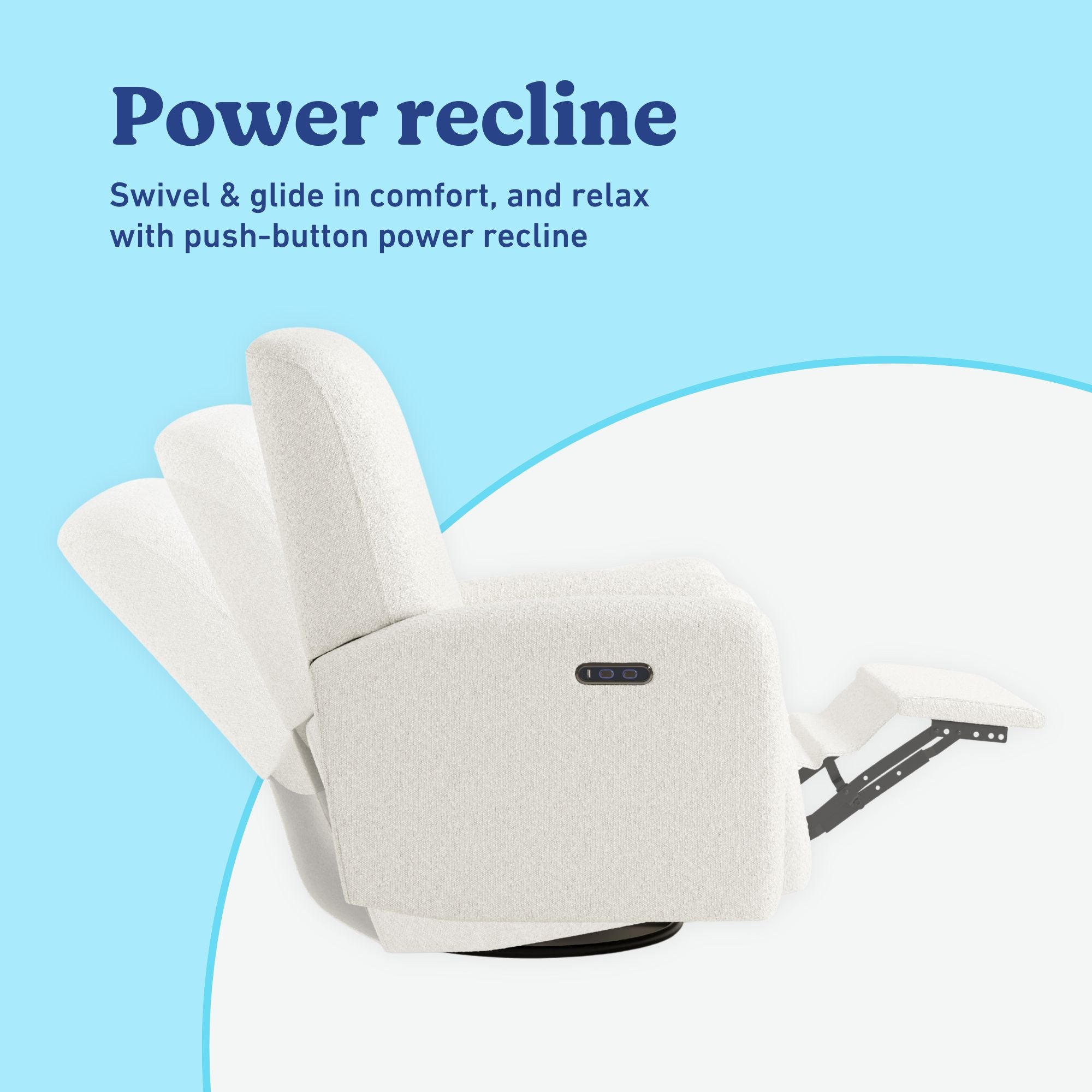 Bellwood ivory boucle recliner power recline callout