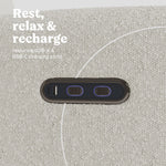 Bellwood ivory boucle recliner dual USB ports callout