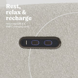 Bellwood ivory boucle recliner dual USB ports callout