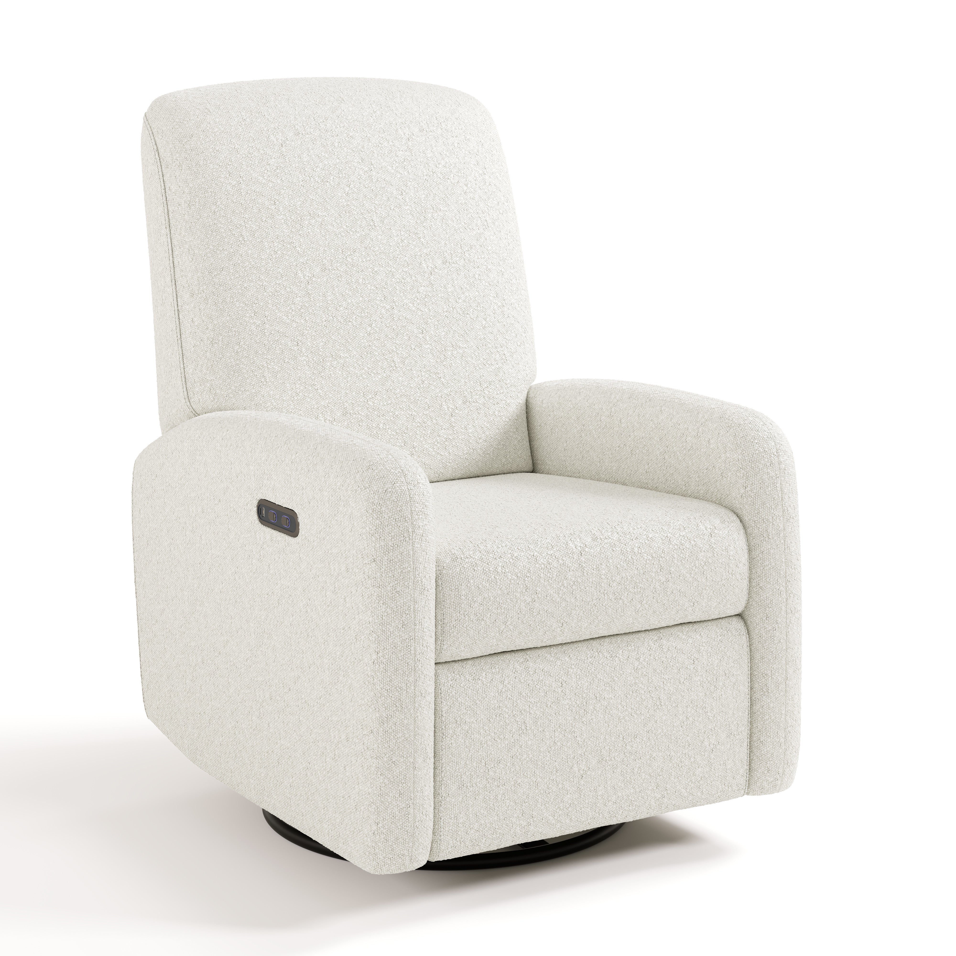Bellwood ivory boucle power recliner angle view