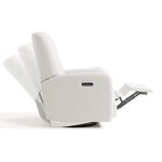 Bellwood ivory basketweave power recliner side view showing reclining motion shadows