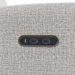 Bellwood steel basketweave power recliner close up of USB ports and power recline buttons