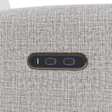 Bellwood steel basketweave power recliner close up of USB ports and power recline buttons