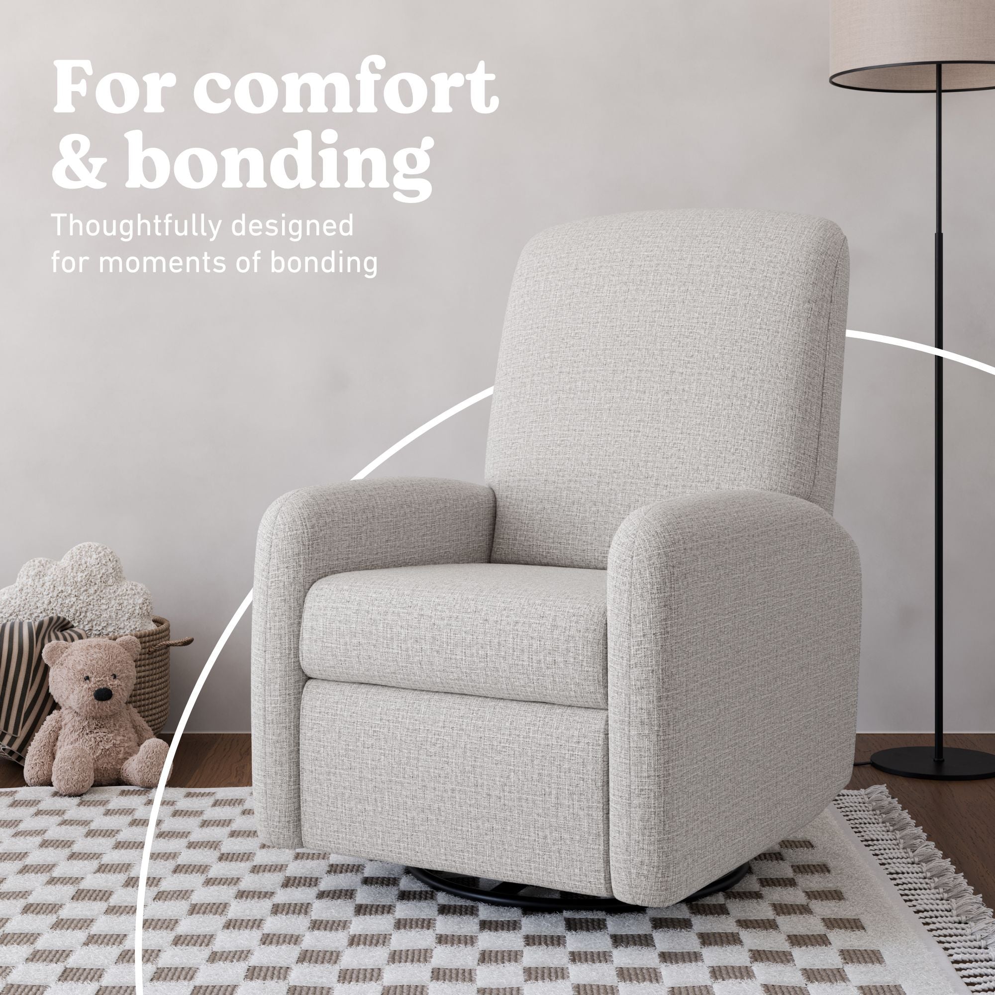 Bellwood steel basketweave recliner in nursery lifestyle callout