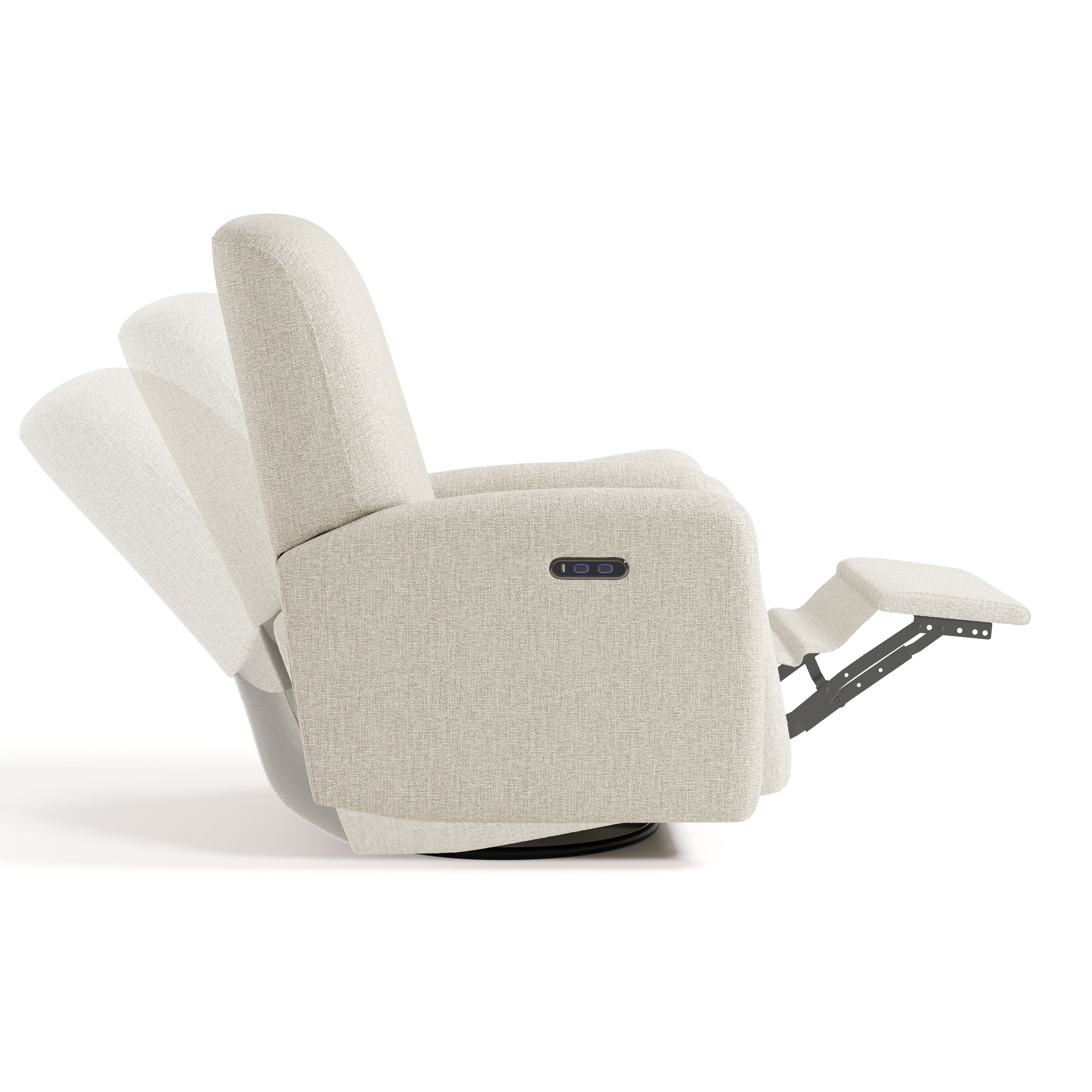 Bellwood power recliner dune basketweave side view with reclining position shadows