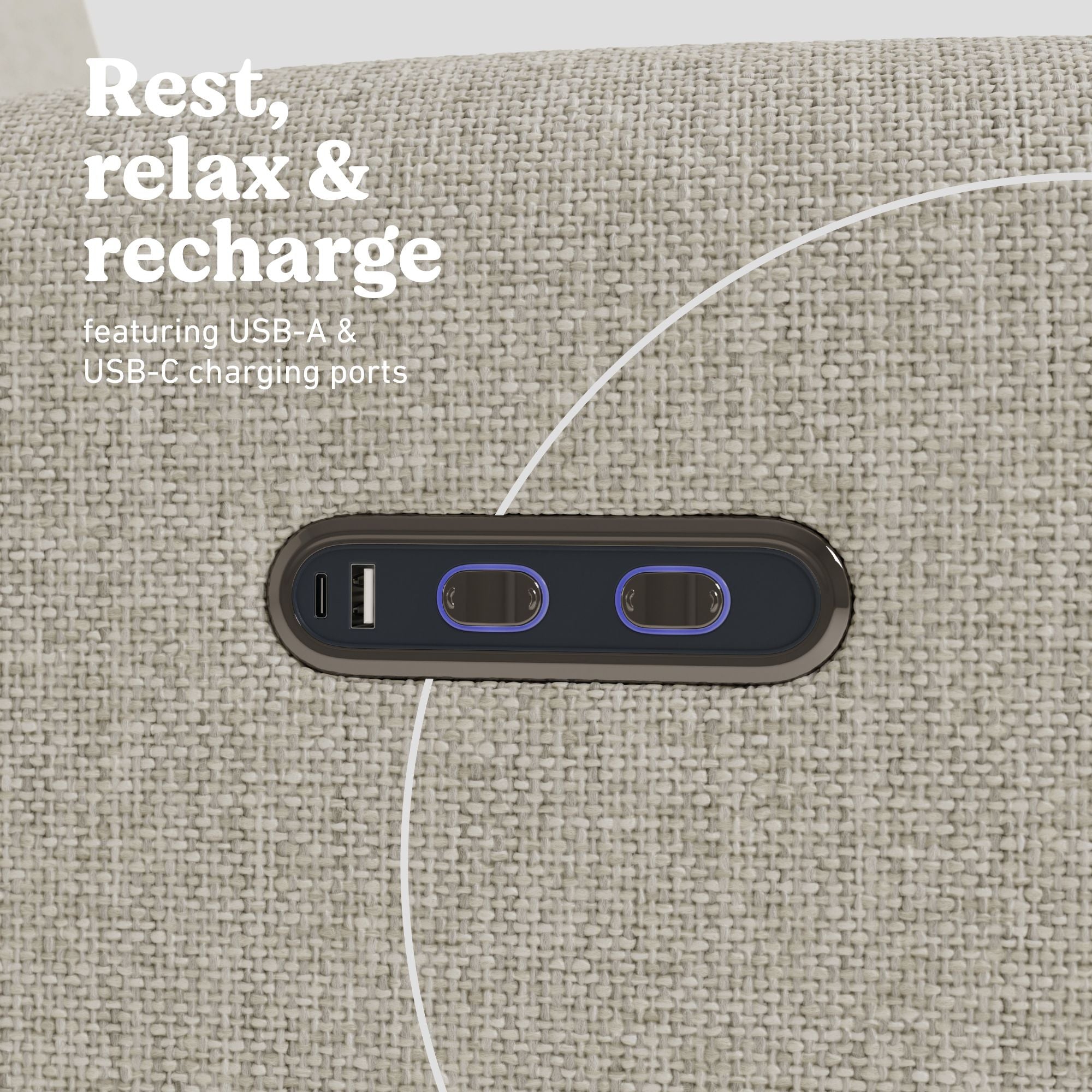 Bellwood dune basketweave recliner dual USB ports callout