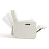 Side view of Olivia Power Recliner in Ivory Boucle with recline position shadows